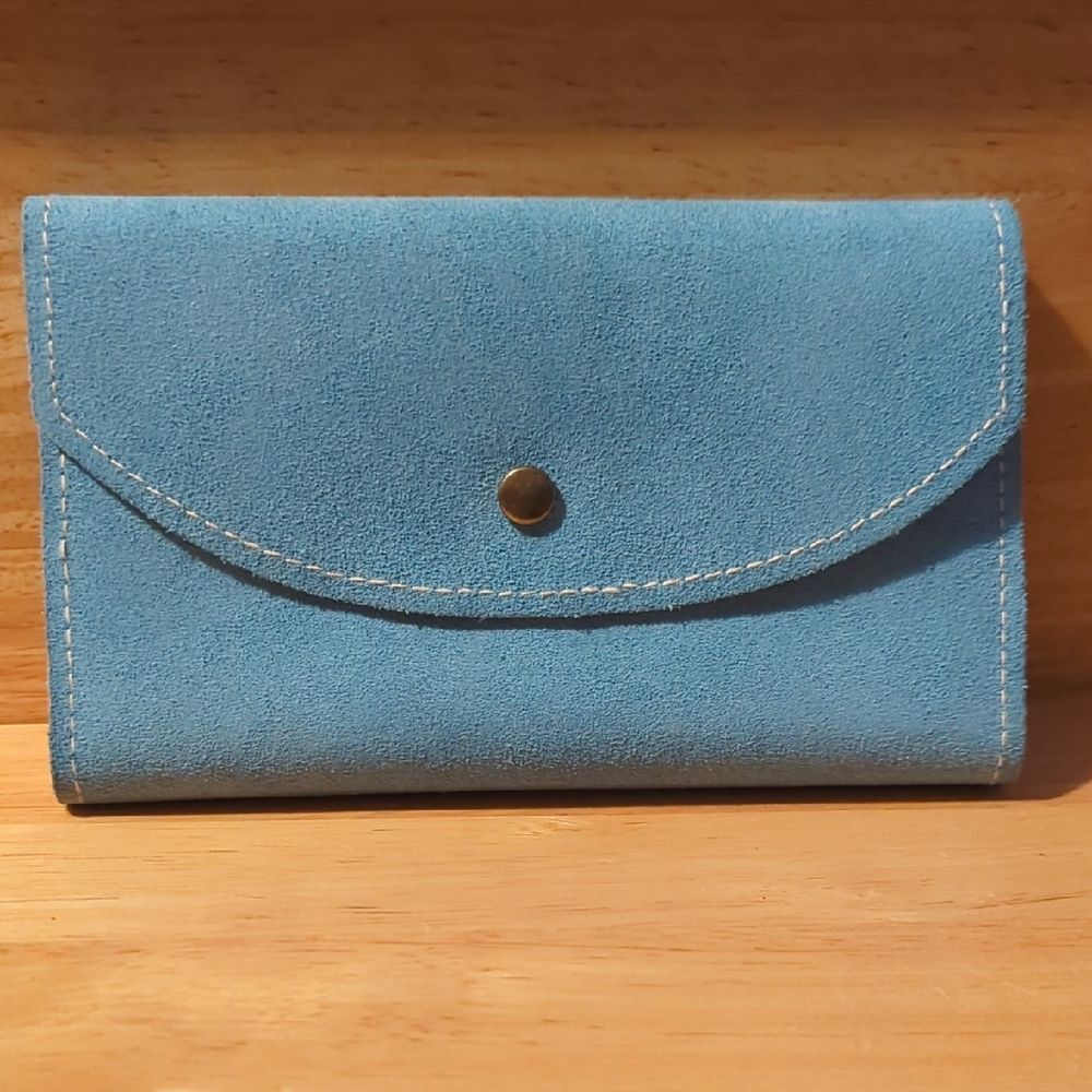 Vintage Blue Suede Women's Checkbook Wallet